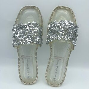 Wild Diva Bejeweled Clear Slides 8